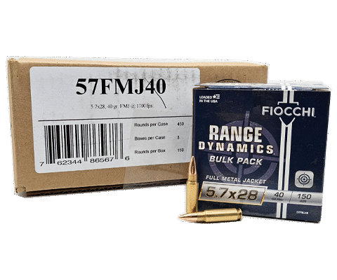 Fiocchi 5.7x28mm 40 Grain FMJ 450 Round Box 57FMJ40